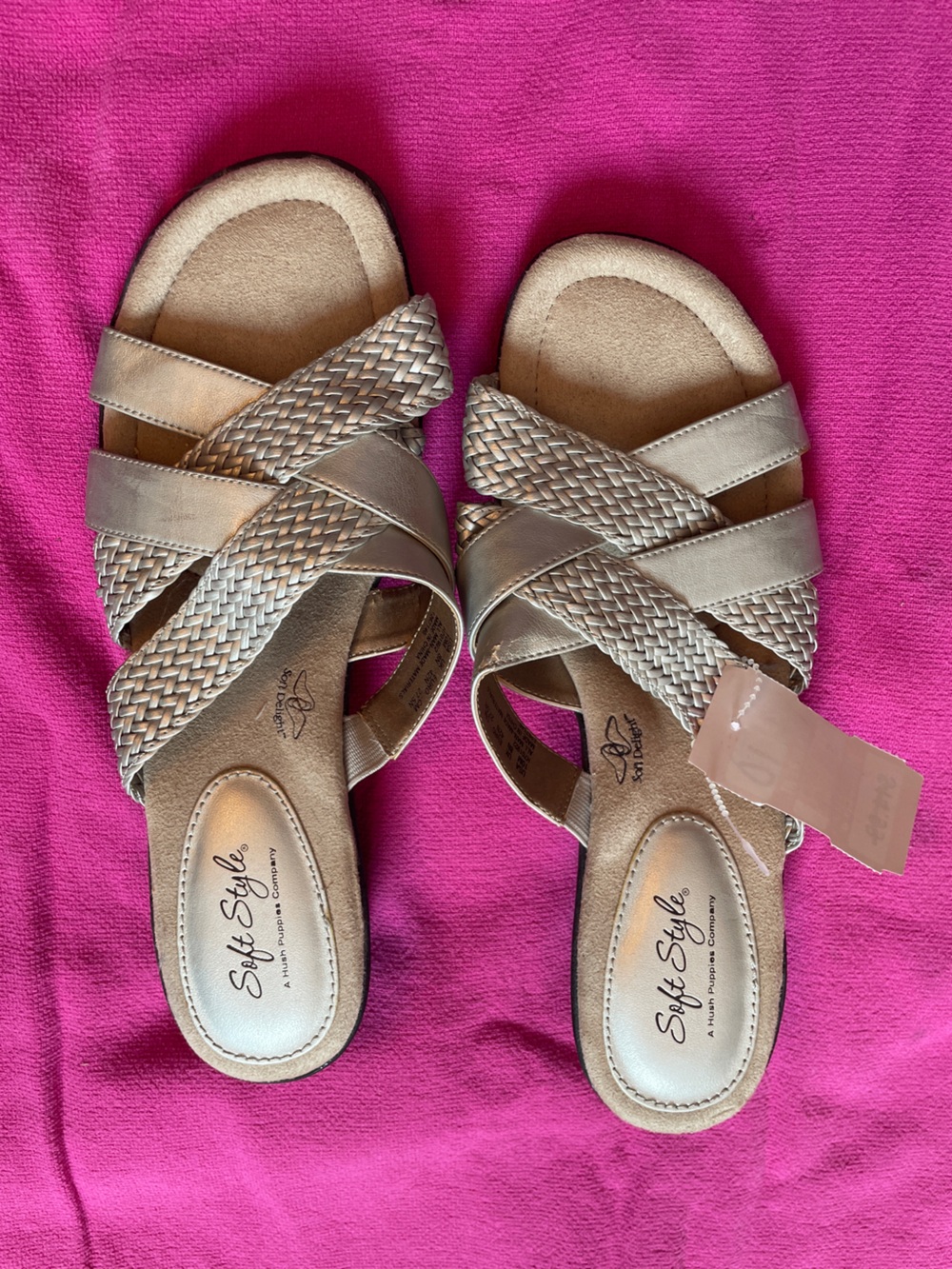 Soft Style Braided Size 10 Taupe Slide Mules